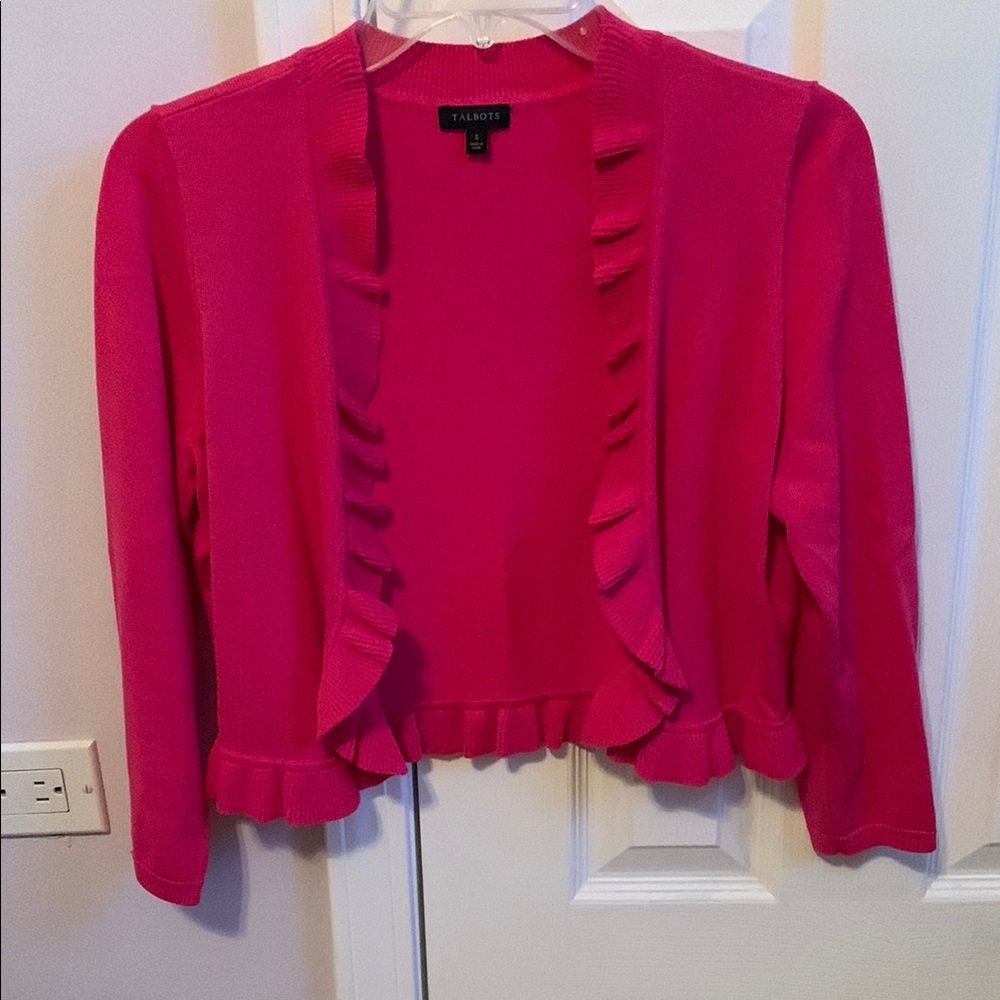 Talbots Pink Cardigan Sweater Lightweight Knit